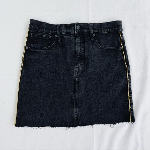 Madewell Dresses & Skirts - MADEWELL - Mini Skirt Black Denim Skirt with Gold Piping